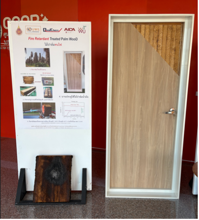 Fire-resistant oil palm wood door